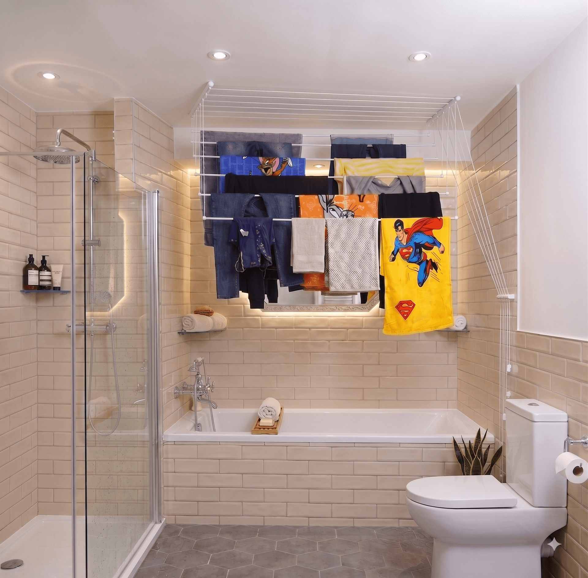 Ceiling cloth drying hanger installed