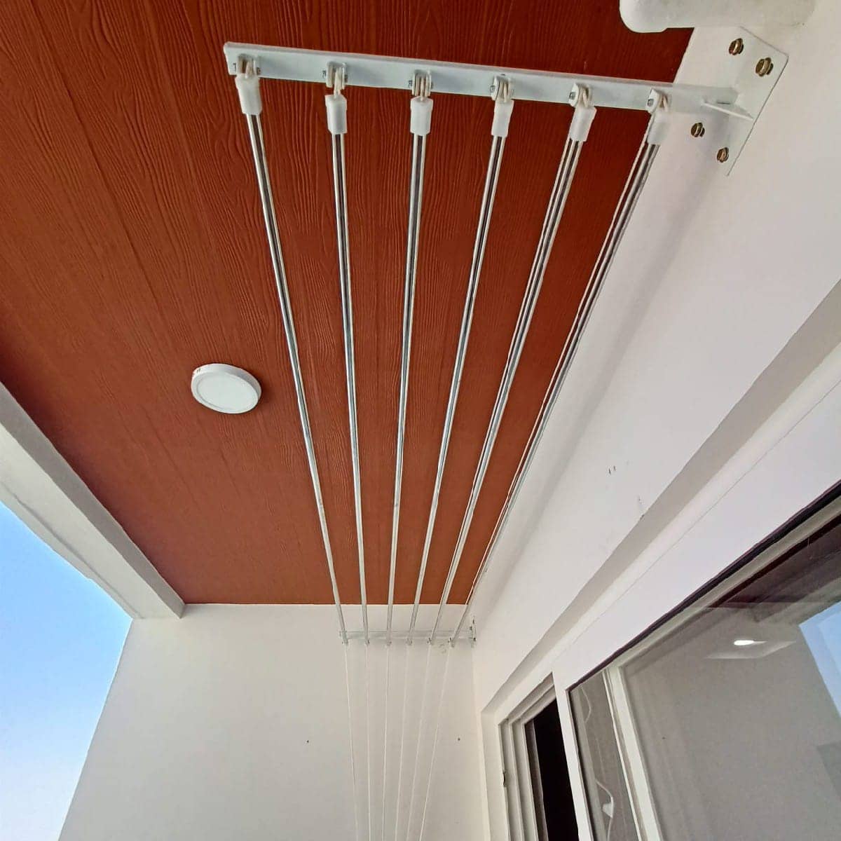 Wall-mounted cloth drying hanger with six rods